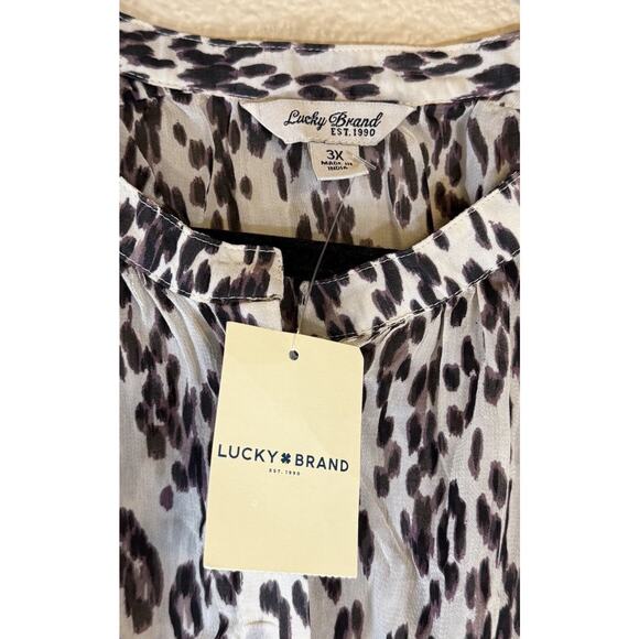 NWT Lucky Brand Plus 3X Womens Blouse Leopard Print Long Sleeve Half Button - Picture 8 of 11